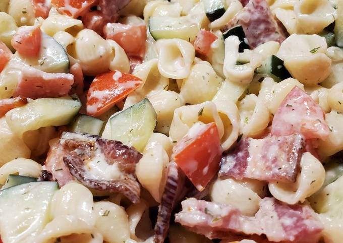 Steps to Prepare Ultimate Lauren&#39;s Bacon Ranch Pasta Salad