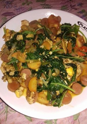 Foto resep Tumis "Soba" Sosis Bayam