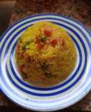 Timbal de arroz con mix de vegetales y cúrcuma 🥕🌽☘️🎊🌰🌶️🧄🫑