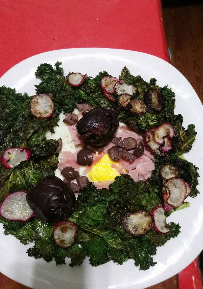 Una foto de Ensalada tibia de kale