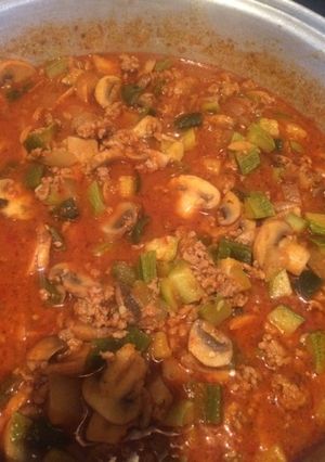 Una foto de Champiñones con carne molida