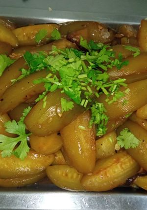 Hình của món Dưa hấu non kho ngót.