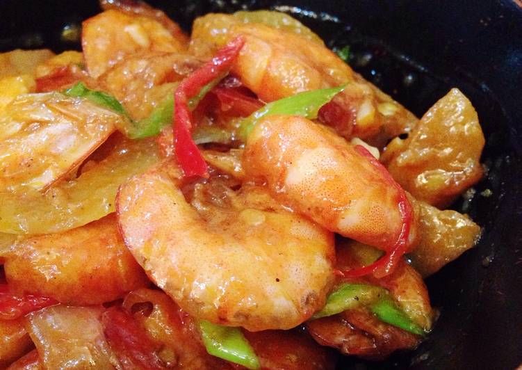 Recipe: Delicious Udang bakso pedas manis asam