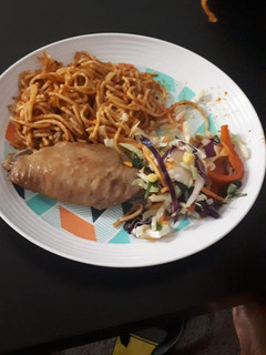 A picture of Spaghetti Jollof.