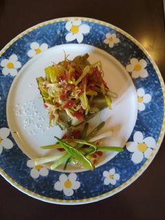 Una foto de Borraja con puerro y jamón. Especial para diabéticos. Receta 5*