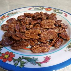A picture of Brad's bourbon candied pecans.