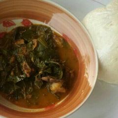 A picture of Oha soup and semovita.