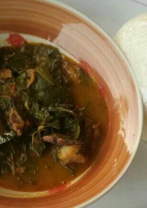 A picture of Oha soup and semovita.
