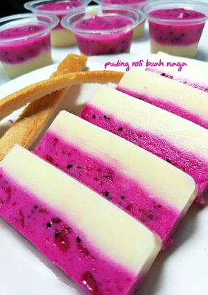 Foto resep Puding roti buah naga