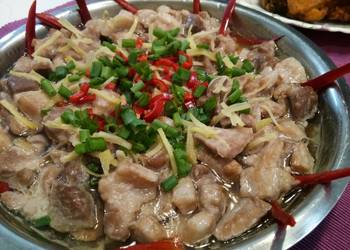 Easiest Way to Prepare Appetizing Steamed Pork Meat with Salted Shrimp Sauce