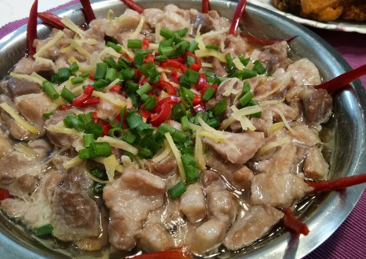 Easiest Way to Make Homemade Steamed Pork Meat with Salted Shrimp Sauce