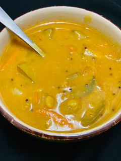 A picture of Small onion sambar/south Indian special sambar.