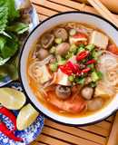 🌱 Bún Cà Chua Nấm Rơm Đậu Hủ Chay