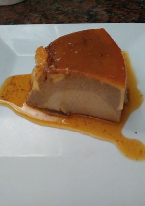 Una foto de Flan casero marmolado