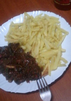 A picture of Wetfry Liver with chips #authormarathon.