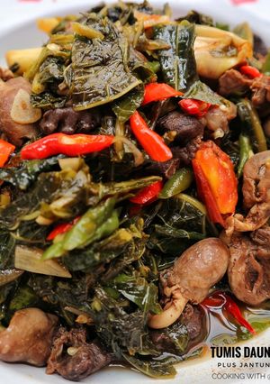 Foto resep TUMIS DAUN PEPAYA plus JANTUNG AYAM