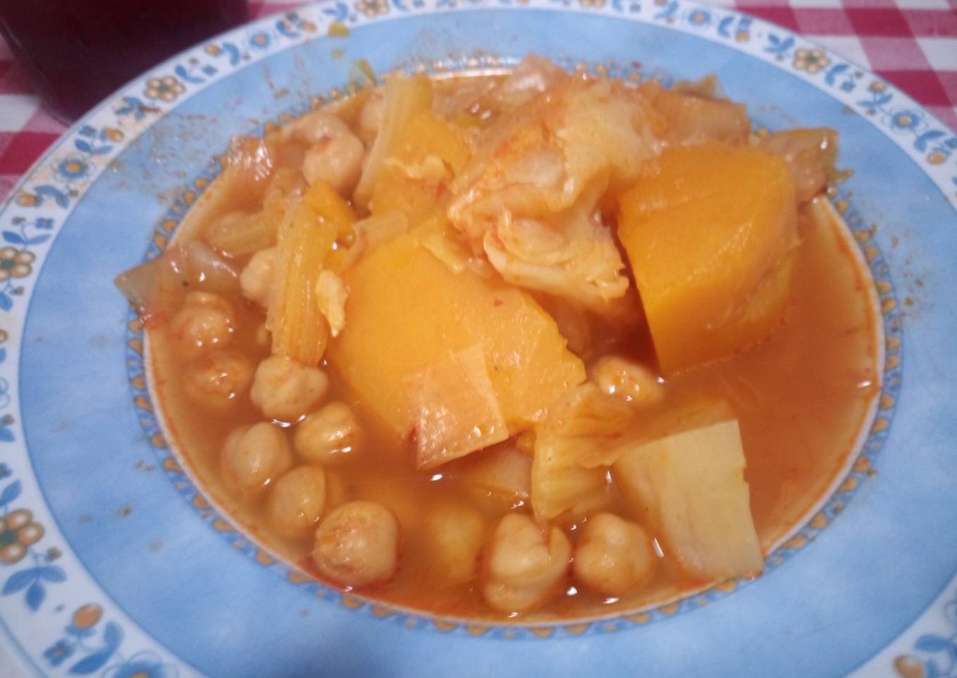 Guiso de garbanzos con calabaza