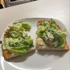 A picture of Ground Chicken Caesar Salad Pizza.