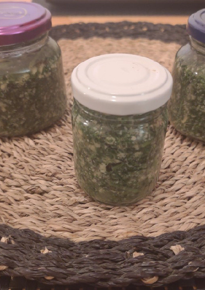 Una foto de Pesto con hojas de Zanahoria 🥕