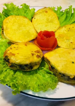 Hình của món Hamberger khoai môn.