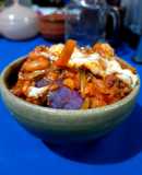 Steamed sweet potato with chilli con carne