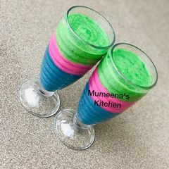 A picture of Colourful banana smoothie.