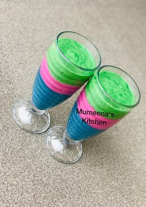 A picture of Colourful banana smoothie.