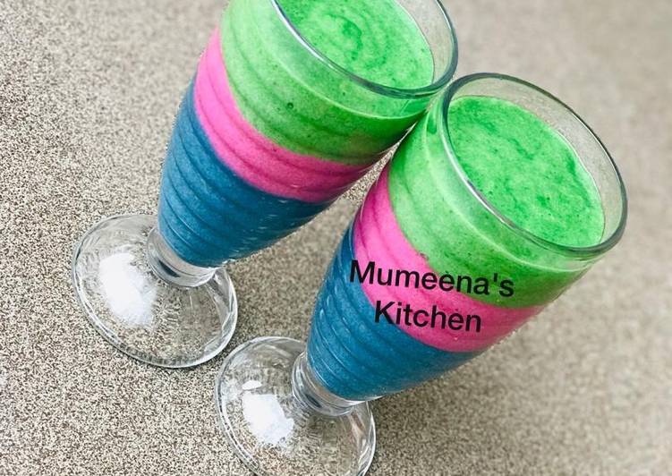 Colourful banana smoothie