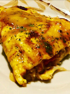 Una foto de Tortilla de buey de mar y cangrejo real con reducción de salsa de marisco ❤️❤️❤️