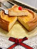 Pastel de queso con crema de turrón jijona