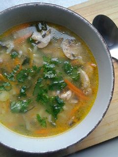 Una foto de Sopa de Arroz con Champiñones