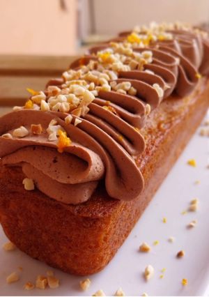 Una foto de Bizcocho 1-2-3 de speculoos con trufa y naranja