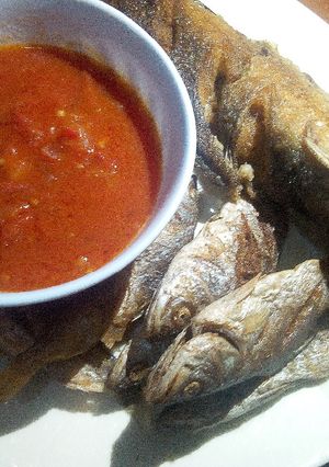 A picture of Fried Mud fish with gravy #FishContest.