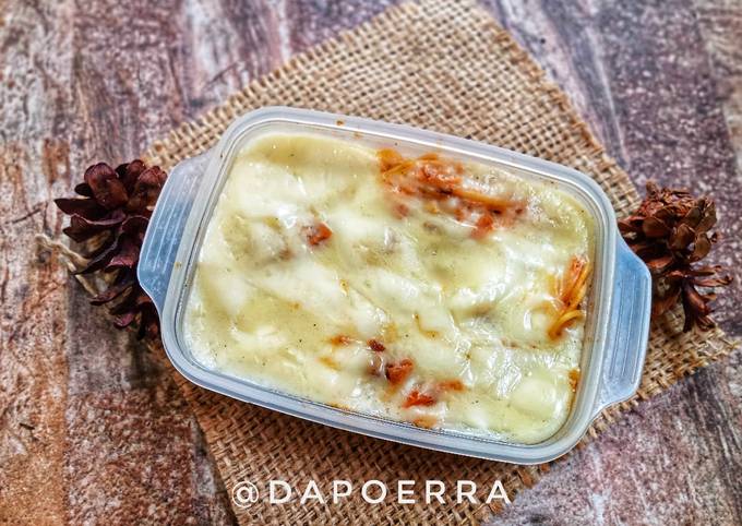 Cara membuat Spaghetti Brulee bolognese kukus Cara membuat Spaghetti Brulee bolognese kukus
