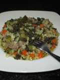 Carne picada con col kale y arroz