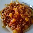 Penne integral con bolognesa de berenjena