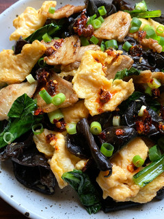 A picture of Stir-fried Black Fungus, Pork & Egg.
