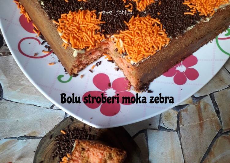 Resep Bolu stroberi moka zebra, Lezat