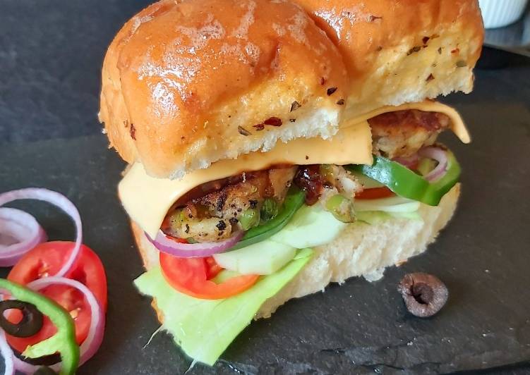 Easiest Way to Make Super Quick Homemade Veg Patty Subway Pav with Barbeque sauce