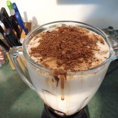 Banana chocolate shake. Aka the best damn shake in the world. 🙂 A picture of Banana chocolate shake. Aka the best damn shake in the world. 🙂.