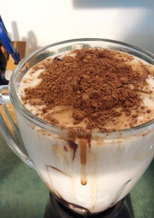 A picture of Banana chocolate shake. Aka the best damn shake in the world. 🙂.