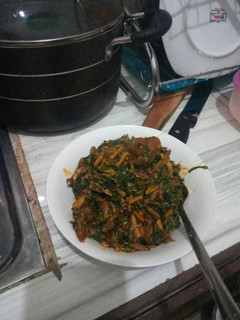 A picture of Ugba with garden leaves.