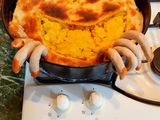 Pasta frolla con risotto ai funghi Halloween