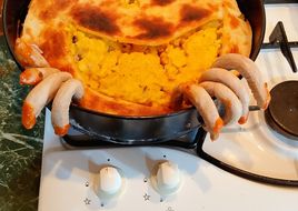Pasta frolla con risotto ai funghi Halloween