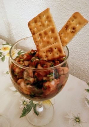 Una foto de Ceviche de gambas cocidas