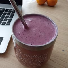 A picture of Protein Blueberry Strawberry and Banana Smoothie.