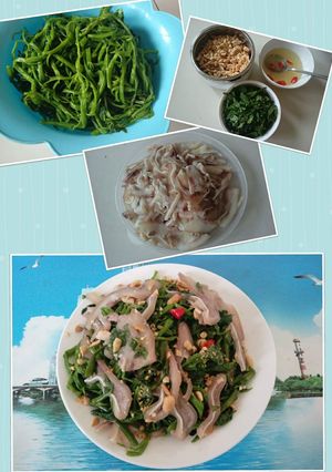 Hình của món Nộm rau muống tai heo.