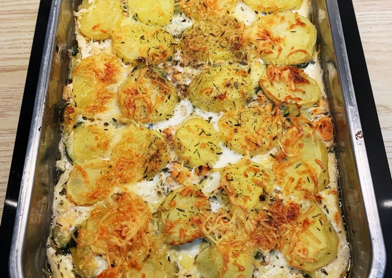 Gratin de Pommes de Terre Saumon Courgettes
