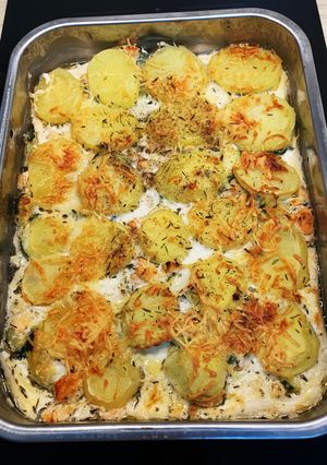 Une photo de Gratin de Pommes de Terre Saumon Courgettes