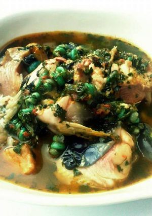 A picture of Fish peppersoup with periwrinkle.